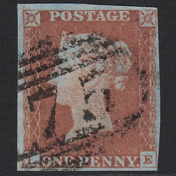 GB QV 1841 1d Red-brown Pl 73 SG8-B1(1) LE FU 4 Margins Birmingham 75