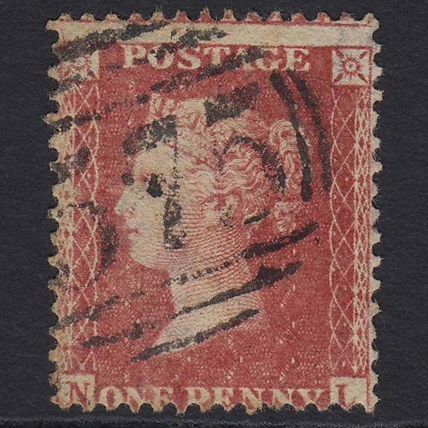 GB QV 1857 1d Rose-red Pl 60 SG40-C10(1) NL GU Norwich 575 Large Misperf