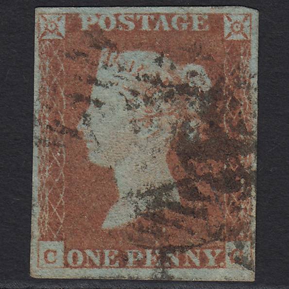 GB QV 1841 1d Red-brown (Plate 74) SG8-B1(1) CC GU 4 Margins