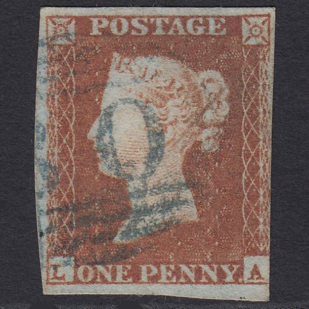GB QV 1841 1d Red-brown Pl 89 SG8-B1(1) LA FU 3m Imperf Blue Bedale 60