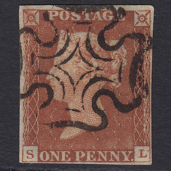 GB QV 1841 1d Red-brown Pl 39 SG8-B1(1) SL VFU 4M Imperf Maltese Cross