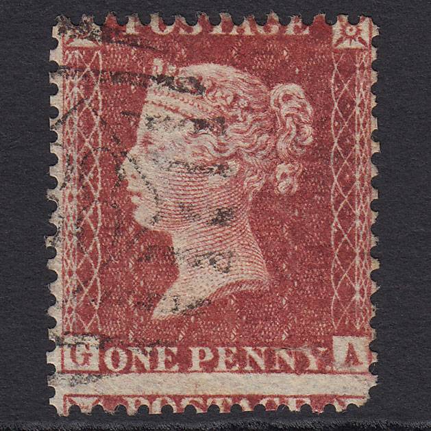 GB QV 1857 1d Deep Rose-red Pl 42 SG41-C10(4) GA GU London Large Misperf