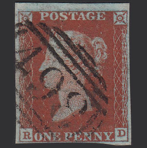 GB QV 1841 1d Deep Red-brown Pl 50 SG10-B1(4) RD FU 4M Manchester 498