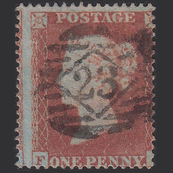 GB QV 1854 1d (Plate 182) SG17-C1(1) FJ FU London IS 23 Large Misperf
