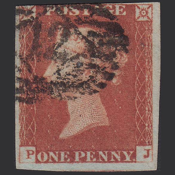 GB QV 1841 1d Red-brown (Plate 81) SG8-B1(1) PJ GU 3 Margins London IS 12