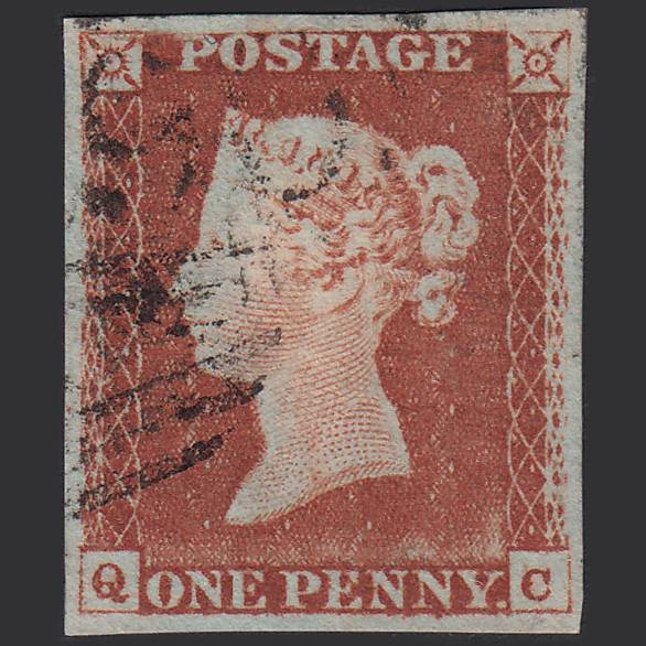 GB QV 1841 1d Pale Red-brown (Plate 62) SG9-B1(3) QC VFU 4 Good Margins
