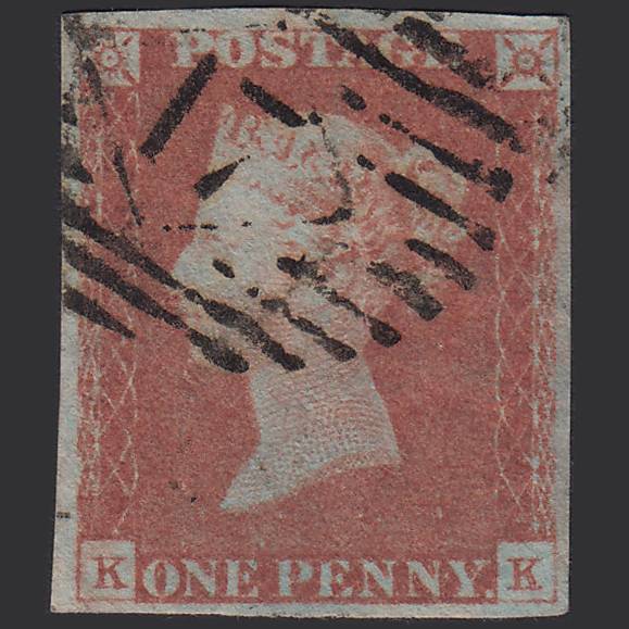 GB QV 1841 1d Red-brown (Plate 68) SG8-B1(1) KK GU 4 Margins London IS 17