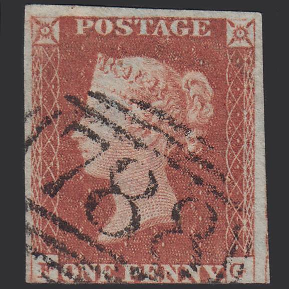 GB QV 1841 1d Red-brown Pl 79 SG8-B1(1) FG FU 3 Margins Tewkesbury 788