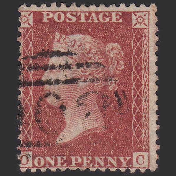 GB QV 1857 1d Rose-red (Plate 37) SG40-C10(1) OC GU Misperf