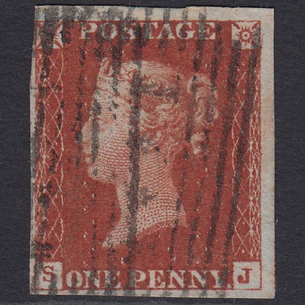 GB QV 1841 1d Deep Red-brown Pl 53 SG10-B1(4) SJ FU 4 Margins Scotland