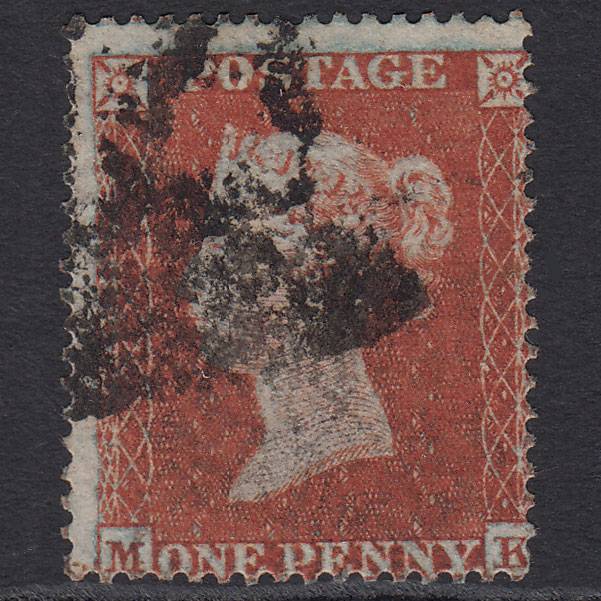 GB QV 1854 1d Red-brown (Plate 193) SG17-C1(1) Blue Head MK GU