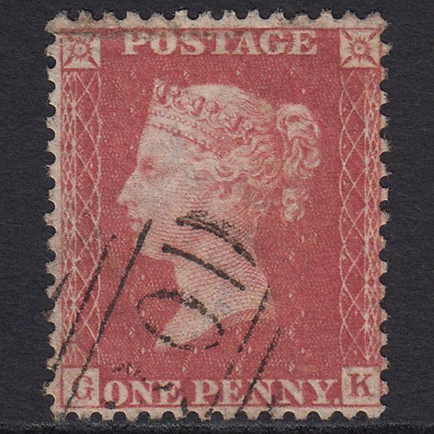 GB QV 1857 1d Rose-Red Transitional (Plate 36) SGC9A(3) GK GU Light Cancel