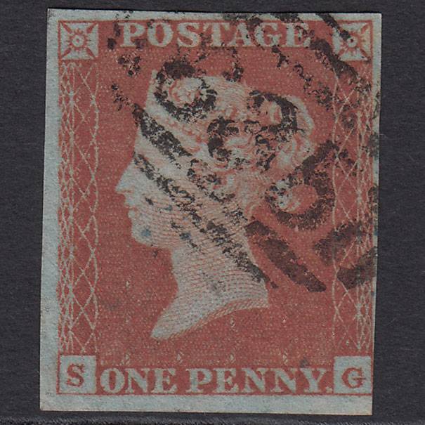 GB QV 1841 1d (Plate 170) SG8-B2(1) SG FU nr 4 Margins Reading 635