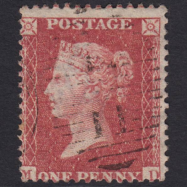GB QV 1857 1d (Plate 43) SG40-C10(1) MD GU London D&S Cancel Misperf