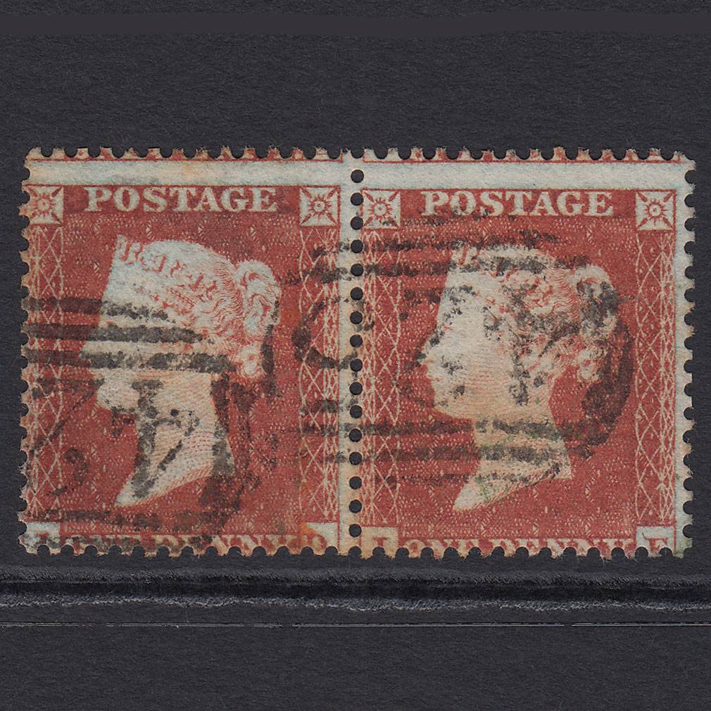 GB QV 1855 1d Red-brown Plate R4 SG22-C2(1) JD-JE GU Pair Knutsford 425