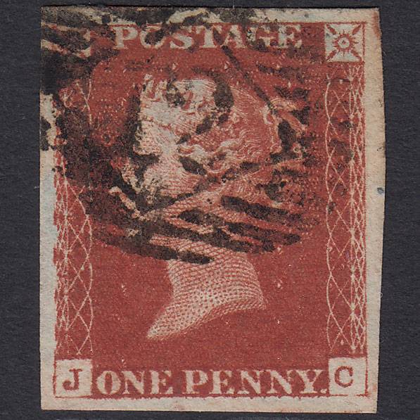 GB QV 1841 1d DP Red-brown Pl 63 SG10-B1(4) JC GU 4 Good Margins IS 12