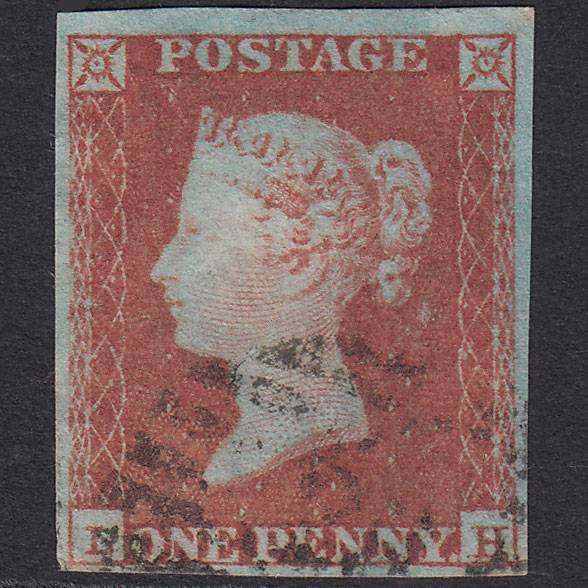 GB QV 1841 1d Very Blued (Plate 93) SG8a-B1(2) LH GU 4M London IS Cancel