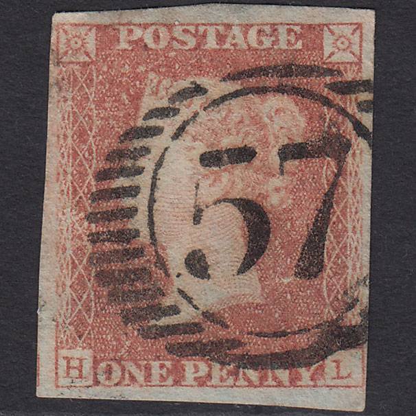 GB QV 1841 1d Red-brown Pl 88 SG8-B1(1) HL GU 4 Margins London D&S 57
