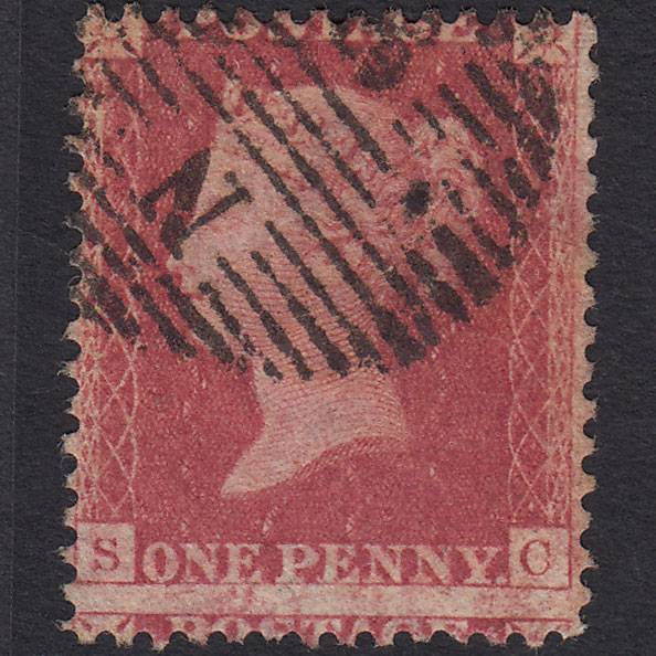 GB QV 1857 1d Pl 49 SG40-C10(1) SC GU London D&S Cancel Large Misperf