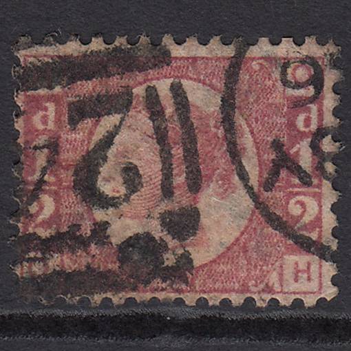 GB QV 1870 1/2d Rose (Plate 11) SG49-G4 QH FU Derby 242