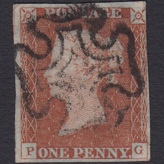 GB QV 1841 1d Red-brown (Plate 27) SG8-B1(1) PG GU 3 Margins Maltese Cross