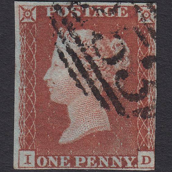 GB QV 1841 1d Red-brown Pl 68 SG8-B1(1) ID FU nr 4 Margins Dewsbury 253