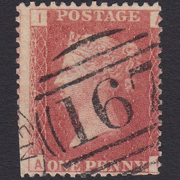 GB QV 1864 1d Rose-red (Plate 73) SG43-G1(1) AI GU Carmarthen 167 Misperf