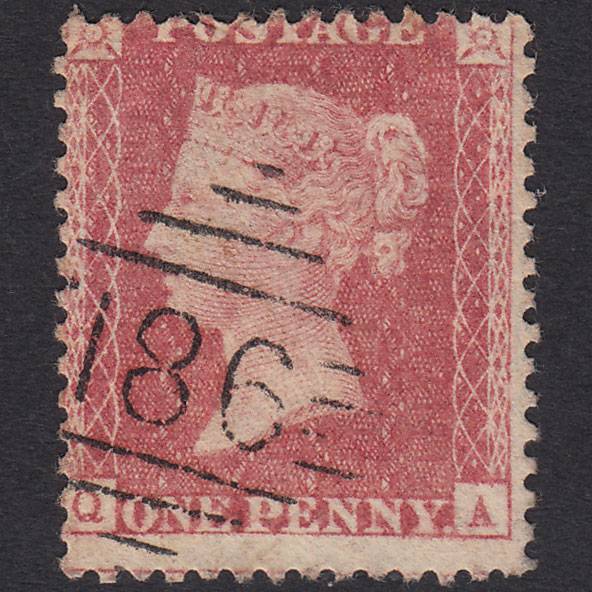 GB QV 1857 1d Rose-red (Plate 59) SG40-C10(1) QA GU Dublin 186 Misperf