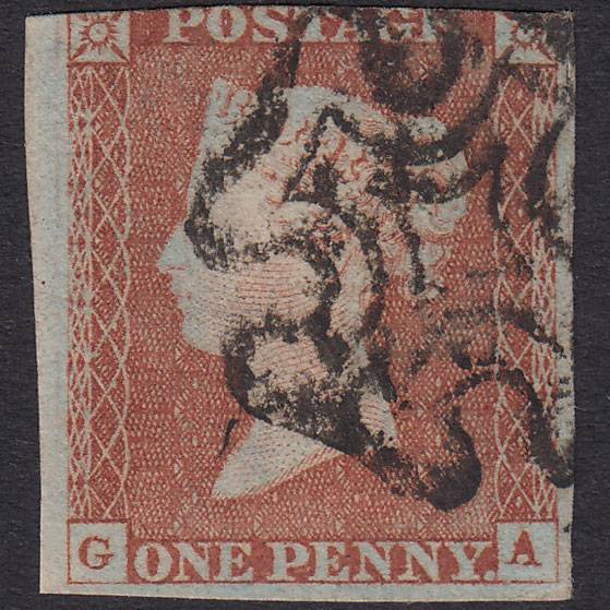 GB QV 1841 1d Red-Brown Plate 30 SG8-B1(1) GA GU 3 Margins Maltese Cross