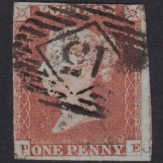 GB QV 1841 1d Red-Brown Plate 84 SG8-B1(1) PE GU Nr 4M London Is 15