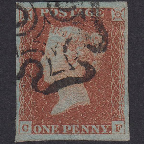 GB QV 1841 1d Red-Brown Pl 23 SG8-B1(1) CF FU Missing Imprimatur 4M MX