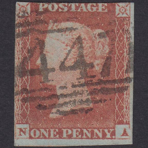 GB QV 1841 1d Red-Brown Plate 79 SG8-B1(1) Const Var NA GU Leeds 447