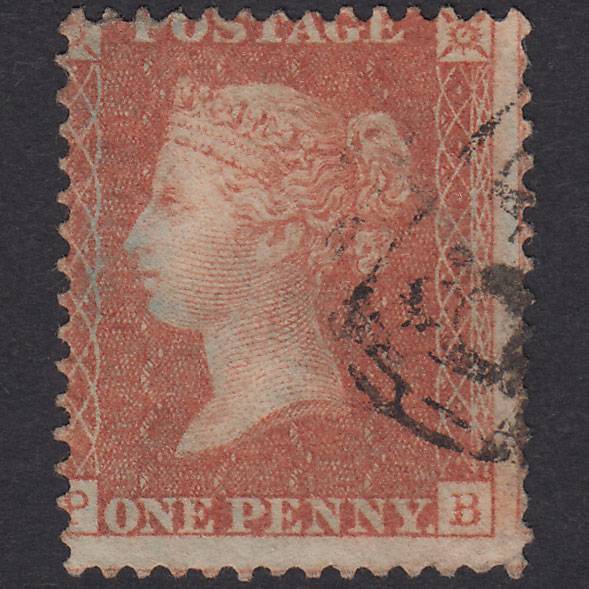GB QV 1856 1d Orange-Brown Plate 38 SG33-C8(5) PB FU Light Cancel