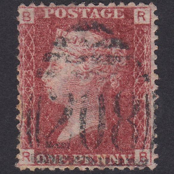 GB QV 1864 1d Lake-Red Plate 203 SG44-G1(2) RB GU Cobham 208 Well Centred