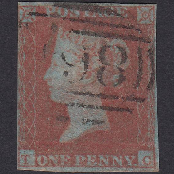 GB QV 1841 1d Very Blued Plate 112 SG8A-B1(2) TC GU Missing Imprimatur 4M