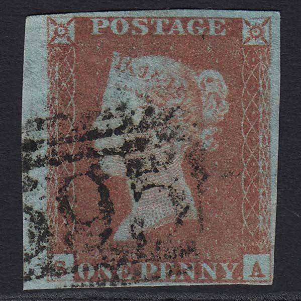 GB QV 1841 1d Red-brown (Plate 71) (SG8A) 'SA' FU 4 Margins Marginal