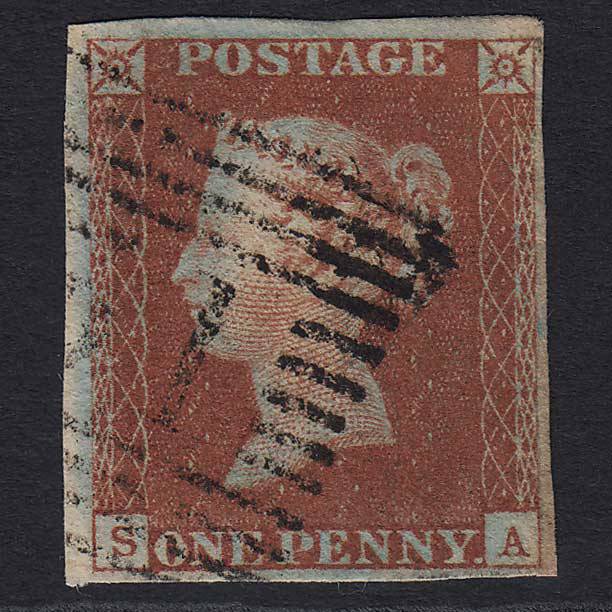 GB QV 1841 1d Red-brown Pl 56 (SG8) 'SA' FU Edinburgh (131) 4 Margins