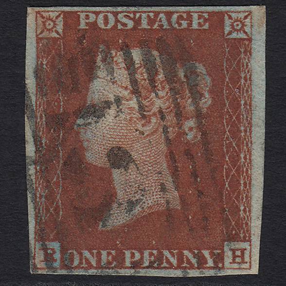 GB QV 1841 1d Red-brown Pl 54 SG8-B1(1) RH GU Edinburgh 131 4 Margins