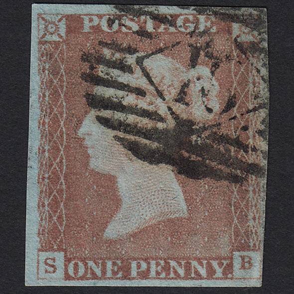 GB QV 1841 1d Red-brown (Plate 71) SG8-B1(1) SB GU in London 4 Margins