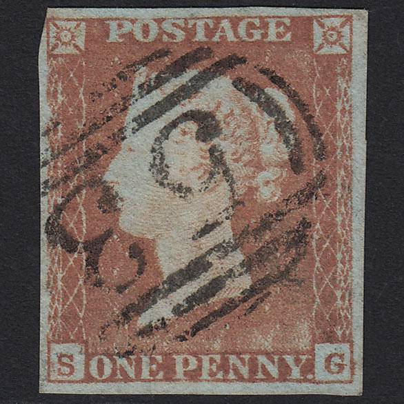 GB QV 1841 1d Pale Red-brown (Plate 87) SG9-B1(3) SG GU Bath 53 4 Margins