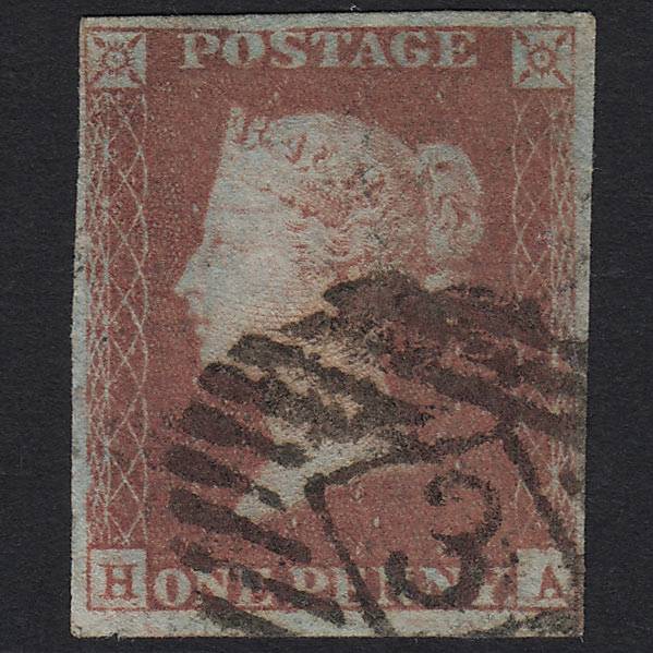 GB QV 1841 1d Red-brown (Plate 87) SG8-B1(1) HA FU London IS 3 4M Imperf