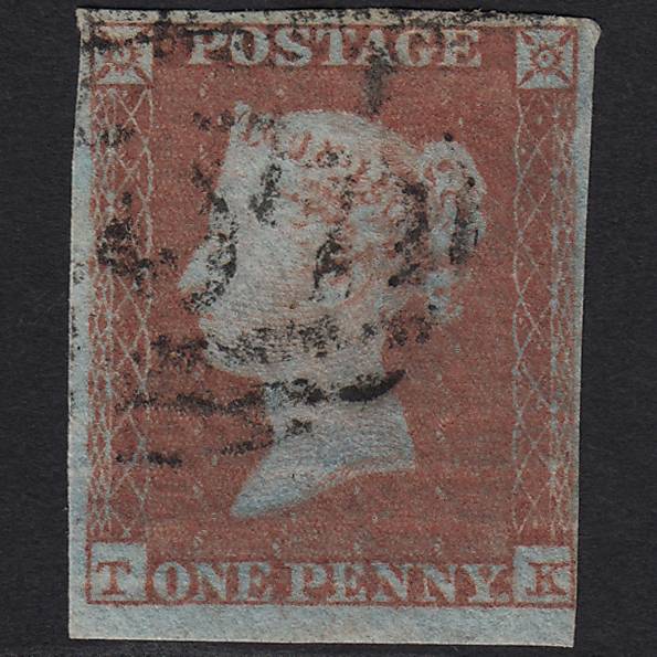 GB QV 1841 1d Red-brown Pl 104 SG8-B1(1) TK GU 4 Margins Misplaced Wmk