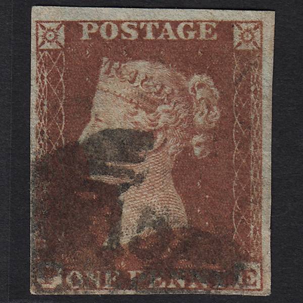 GB QV 1841 1d Red-brown Pl 161 SG8-B2(1) GU in London IS Cancel 4 Margins