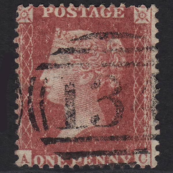 GB QV 1857 1d Rose-red SG40-C10(1) AC FU Bristol 134