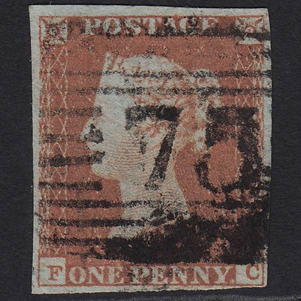 GB QV 1841 1d Red-brown Pl 87 SG8-B1(1) FC FU Carrbridge 75 4M Imperf