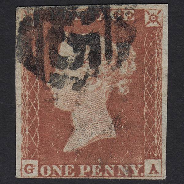 GB QV 1841 1d Red-brown (Plate 81) SG8-B1(1) GA FU 4M Imperf Print Flaw
