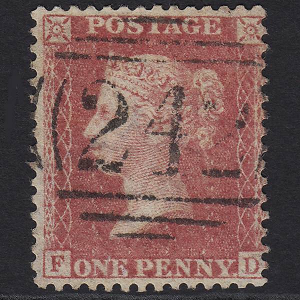 GB QV 1857 1d Rose-red (Plate 46) SG40-C10(1) FD FU Derby 242
