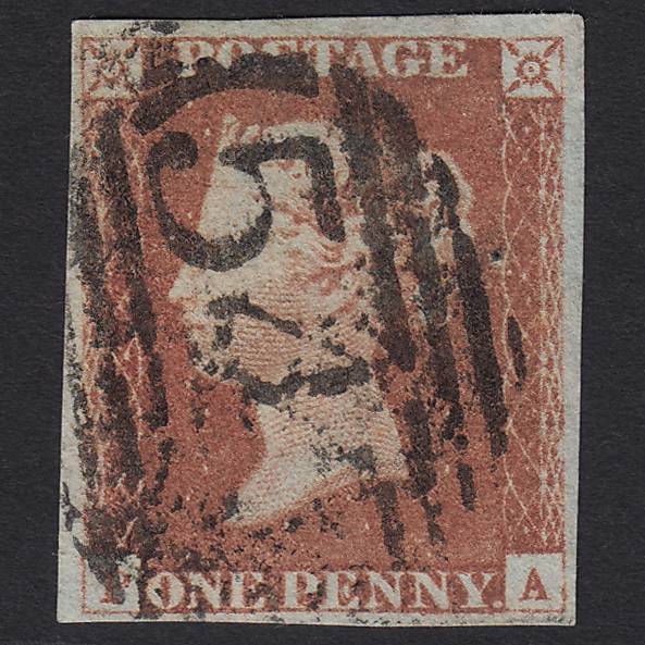 GB QV 1841 1d Red-brown (Plate 74) SG8-B1(1) PA GU 4M Imperf