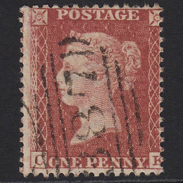 GB QV 1857 1d Rose-red Pl 59 SG40-C10(1) CK FU Huddersfield 387 Misperf