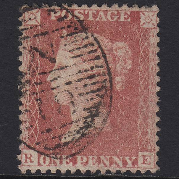 GB QV 1857 1d Pale Rose (Plate 60) SG39-C10(3) RE GU London D&S Cancel